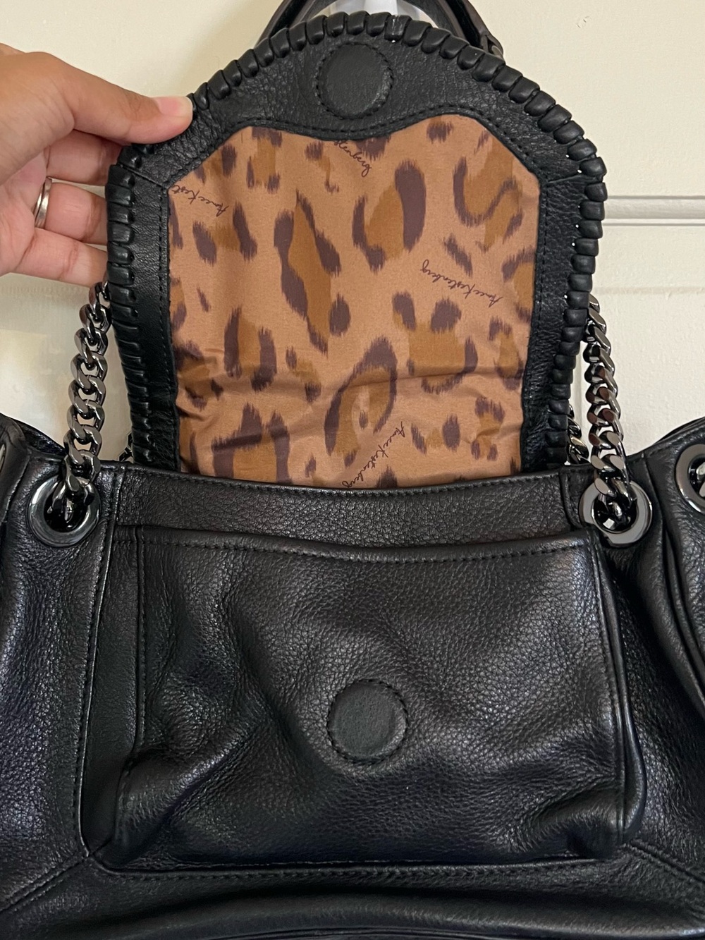 Aimee Kestenberg Black Leather Shoulder Bag with Chain Straps - Picture 2 of 15